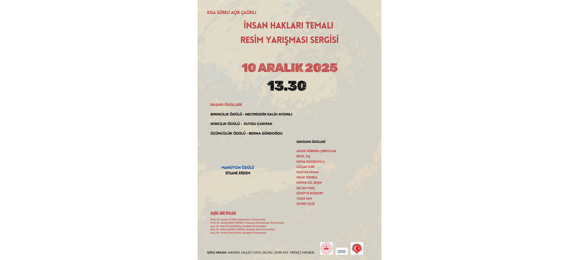 Resim Bölümü Öğrencilerimiz “İnsan Hakları” Temalı Resim Yarışmasından Ödüller ile Döndüler